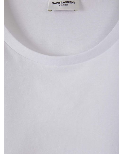 Saint Laurent White Logo Cotton T-shirt for men