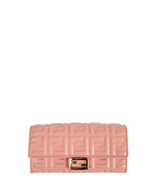 Fendi Pink Ff Nappa Baguette Chain Wallet