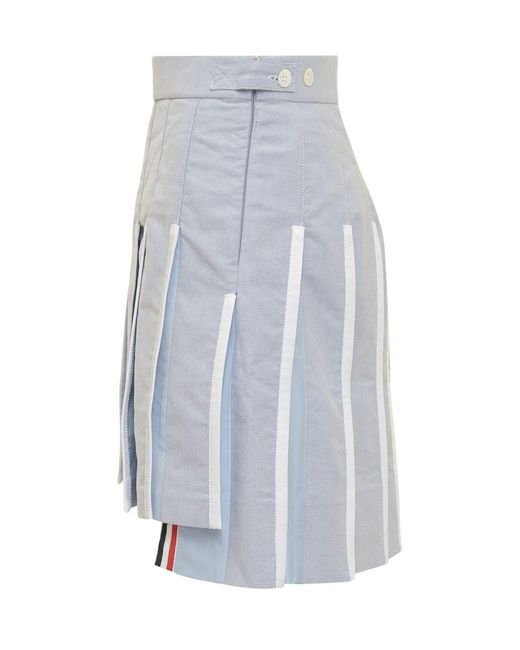 Thom Browne Blue Pleated Skirt