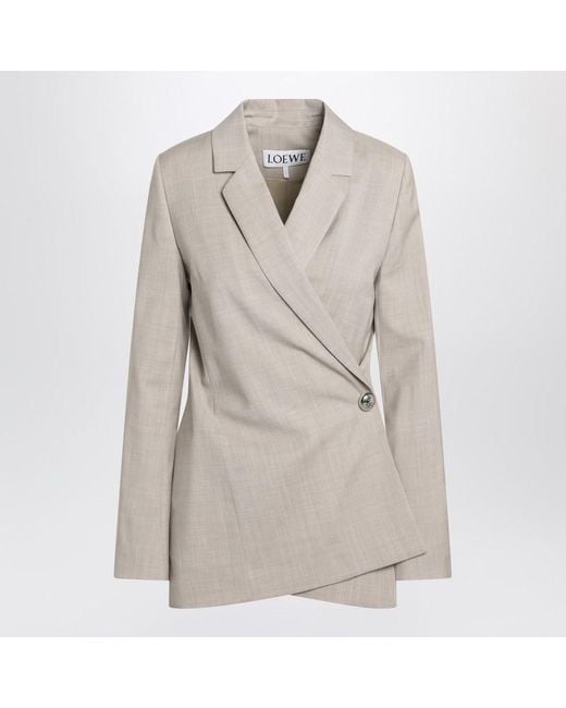 Loewe Gray Melange Wool Wrap Jacket