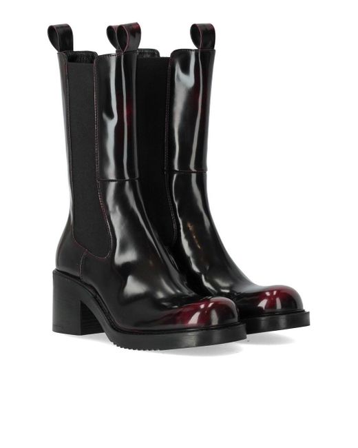 Elena Iachi Black Red Heeled Chelsea Boot