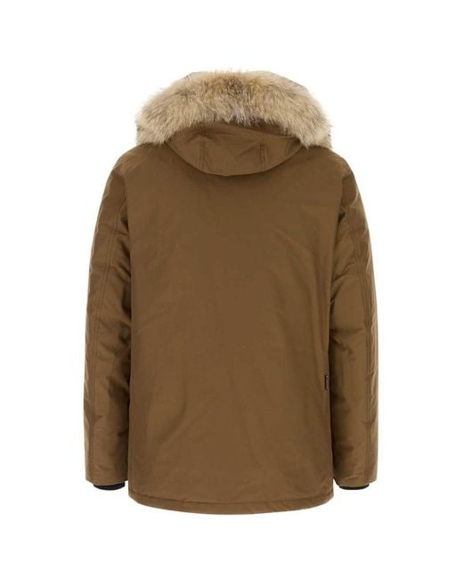 Woolrich Green Biscuit Cotton Blend Arctic Parka for men