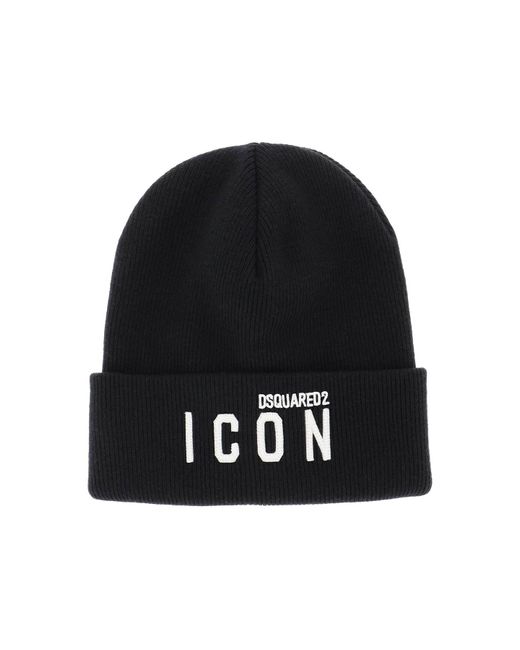 DSquared² Wool Beanie Icon in Black 