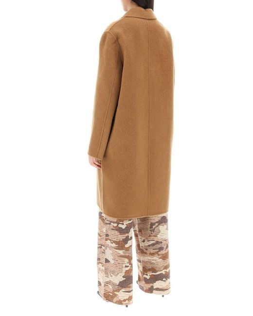 Acne Brown Midi Wool And Alpaca Coat