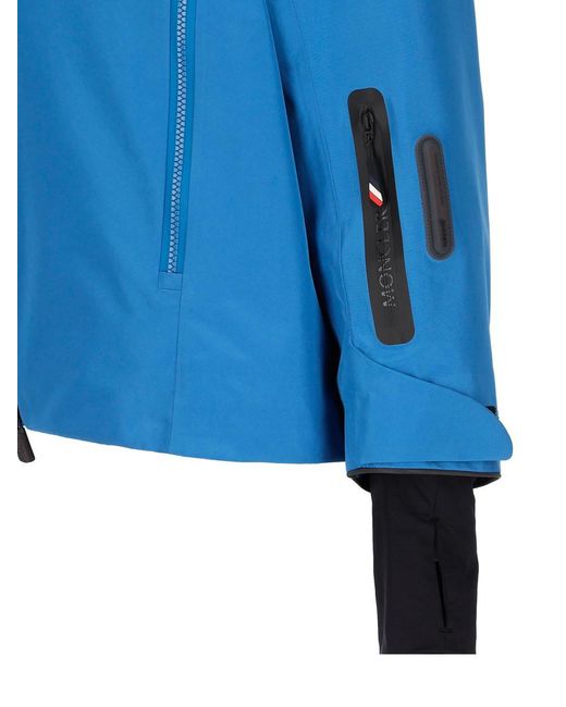 3 MONCLER GRENOBLE Blue Zip-up Hooded Coat for men