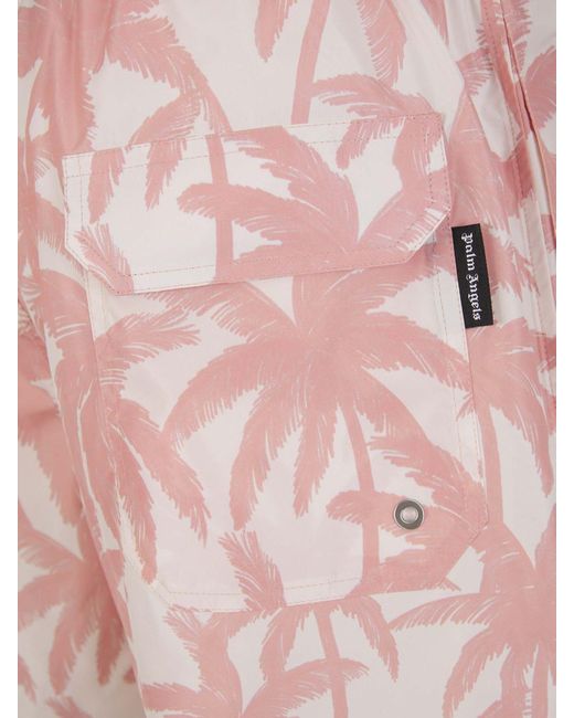 Palm Angels Pink Palm Trees Motif Swimsuit for men