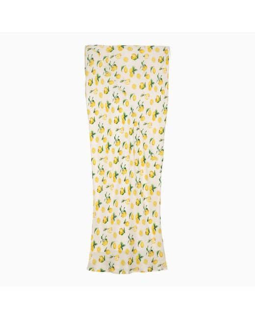 Sportmax Yellow Vanilla Long Skirt With Silk Lemon Print