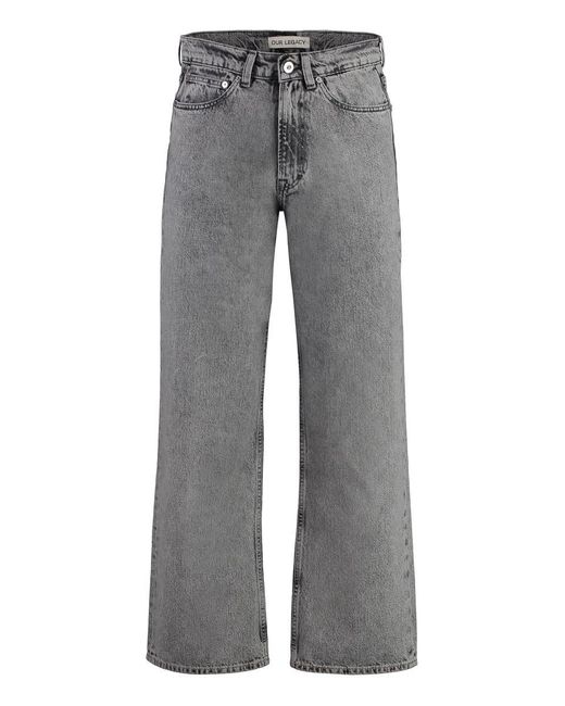 Our Legacy Gray 5-Pocket Straight-Leg Jeans for men