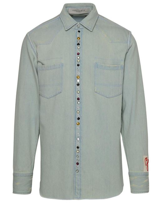 Golden Goose Deluxe Brand Green Light Denim Shirt for men