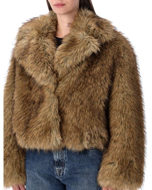 Stand Studio Brown Samara Fox Effect Faux Fur Jacket