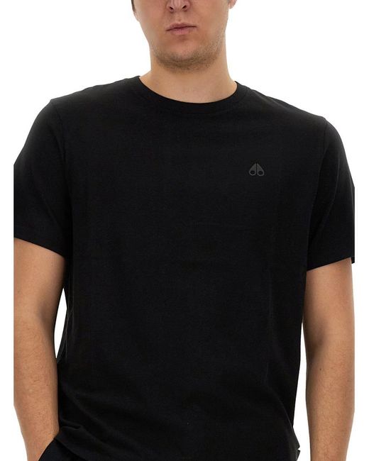 Moose Knuckles Black T-Shirt With Logo for men