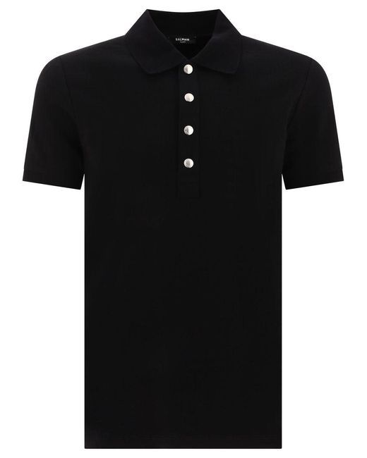 Balmain Black "Tonal Monogram" Polo Shirt for men