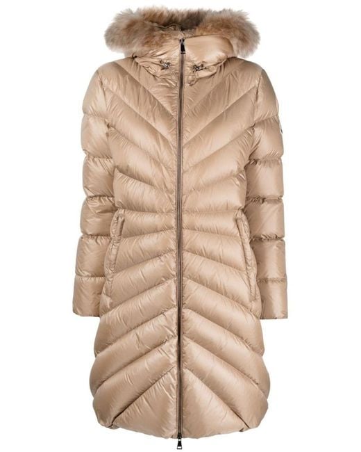 Moncler Natural Contrast-collar Quilted Coat