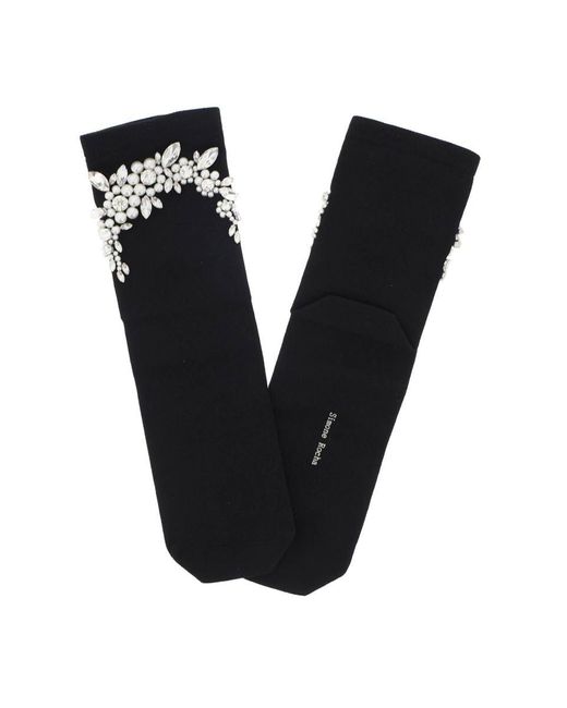 Simone Rocha Black Socks With Pearls And Crystals