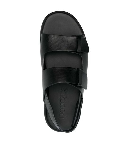 Doucal's Black Leather Sandals Shoes for men