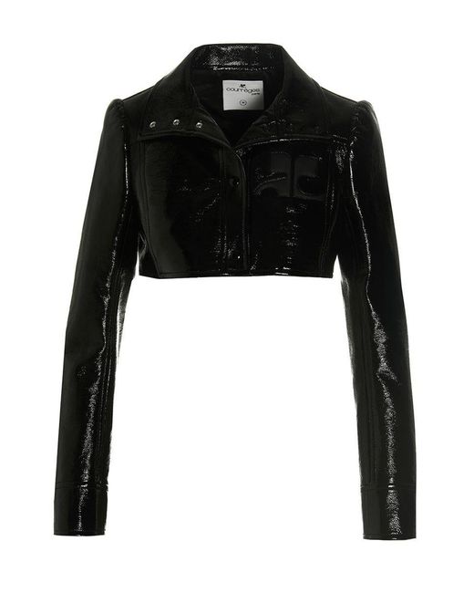 Courreges Vinyl Cropped Jacket in Black Lyst