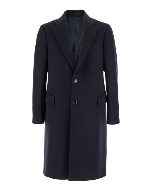 Lardini Blue Single-Breasted Coat With Classic Lapels for men