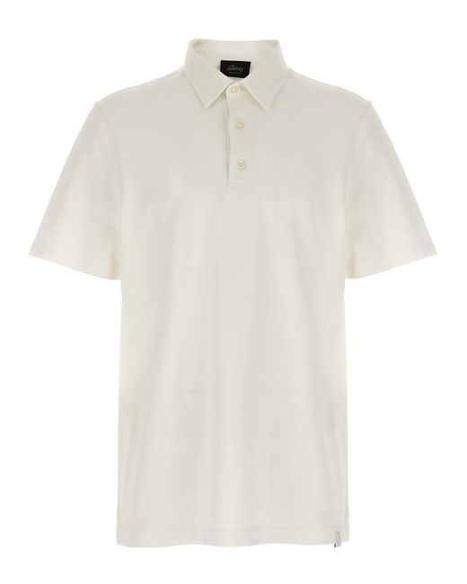 Brioni White Polo With Logo for men