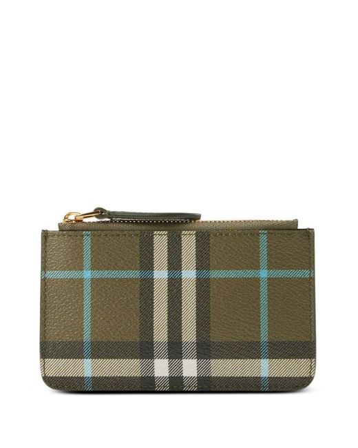 Burberry Green Chain-detailing Check-pattern Wallet