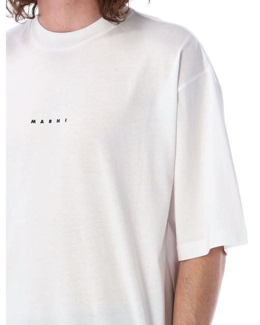 Marni White Boxy T-shirt Logo for men