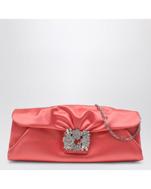 Roger Vivier Red Efflorescence Clutch Bag With Buckle