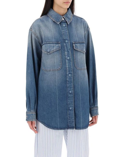 Closed Blue Denim Overshirt Made Of Recycled Cotton Blend