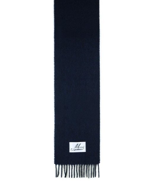 Marni Dark Blue Brushed Alpaca Blend Scarf for men