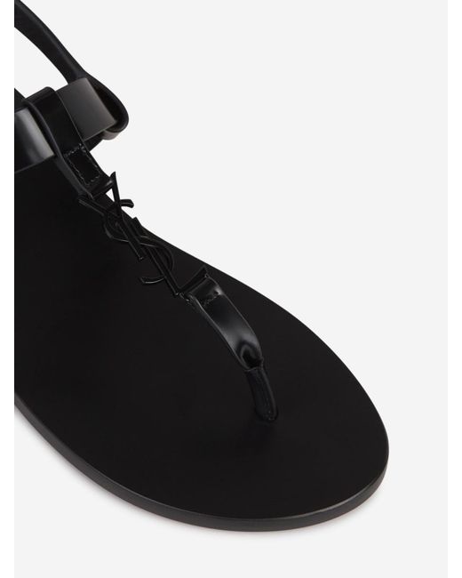 Saint Laurent Black Logo Leather Sandals for men