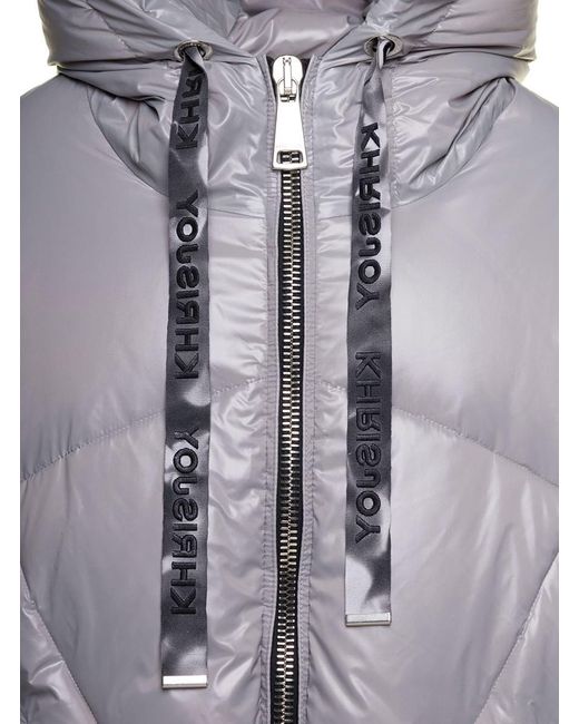 Khrisjoy Gray Grey 'puff Khris Iconic' Oversized Down Jacket With Hood In Polyester Woman