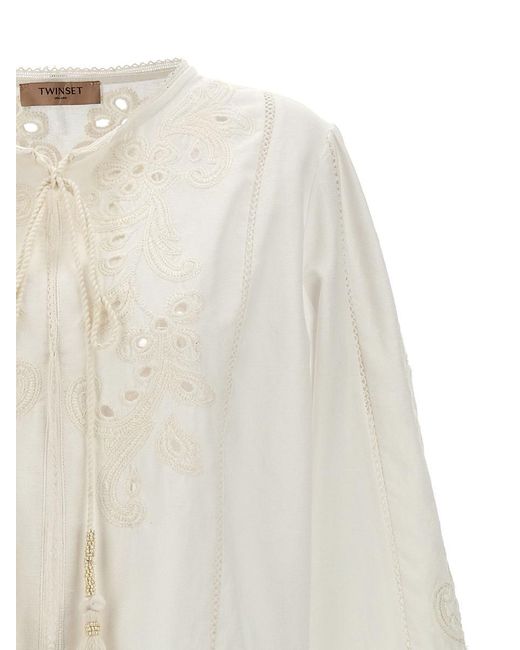 Twin Set White Embroidered Blouse