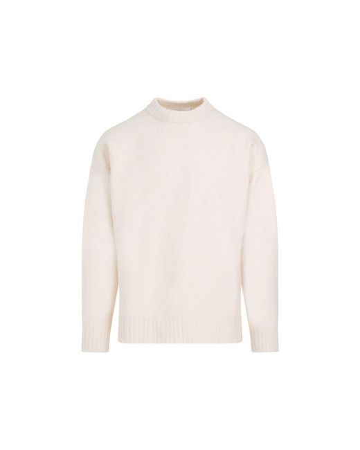 Jil Sander White Wool Sweater for men