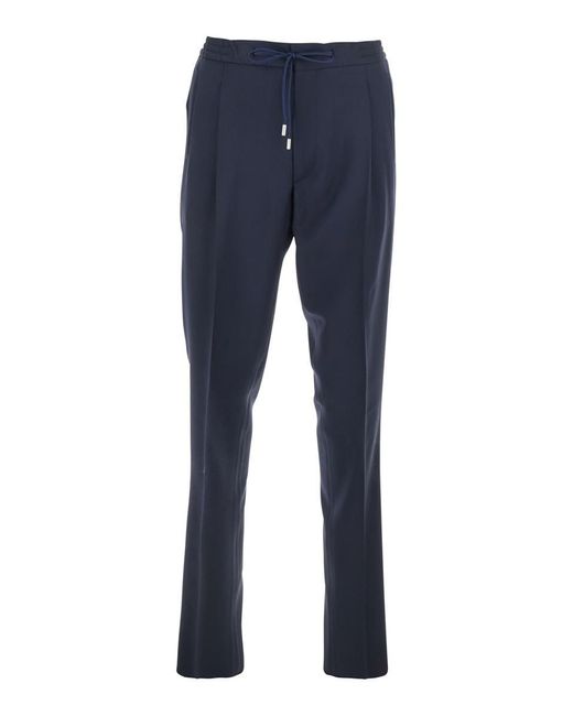 Lardini Blue Pants With Elastic Waist And Drawstring for men