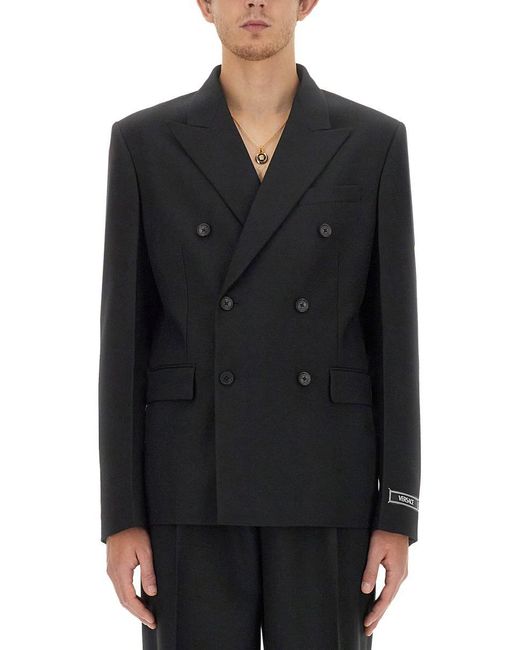 Versace Black Double-breasted Blazer for men