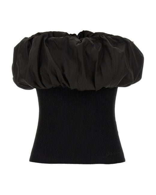 Ganni Women's Black 'Melange Knit' Top