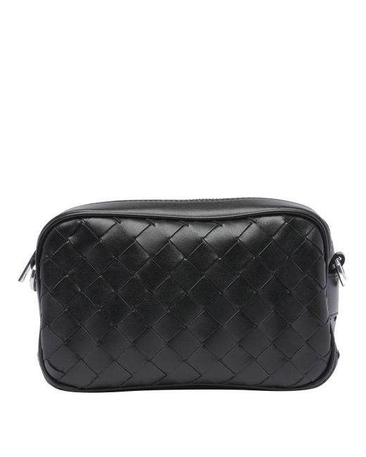 Bottega Veneta Black Intrecciato Leather Camera Mini Bag for men
