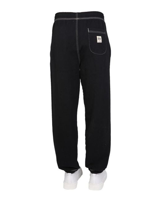 Stussy Black Logo Patch Jogging Pants for men