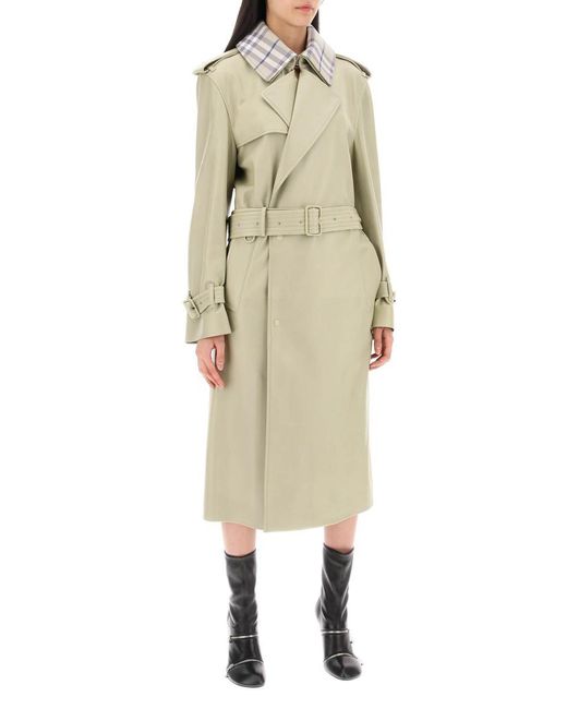 Burberry Natural Long Leather Trench Coat