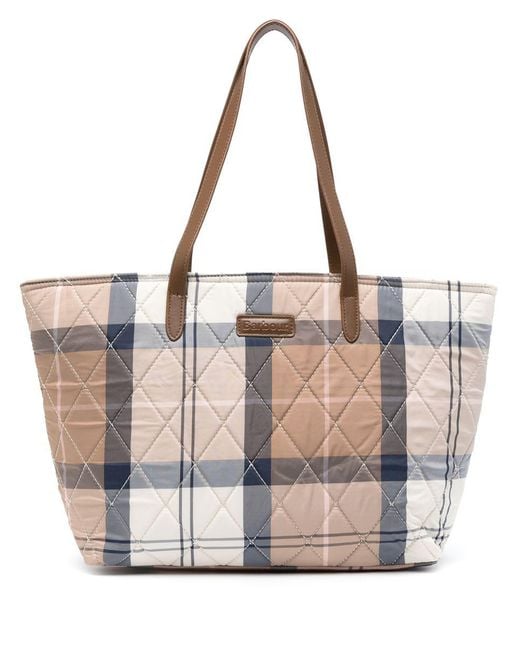 Barbour White Wetherham Quilted Tartan Bags