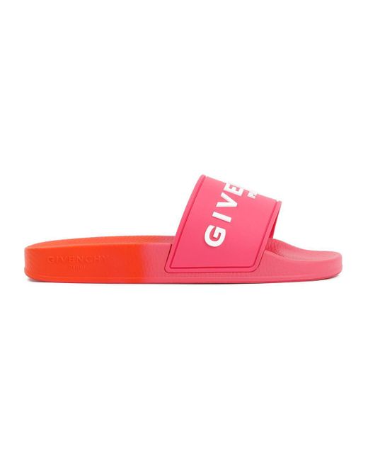 Givenchy Pink Logo Flat Slide Sandals Shoes