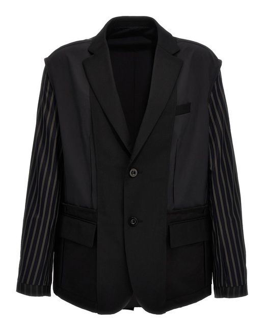 Sacai Black Two-material Blazer for men