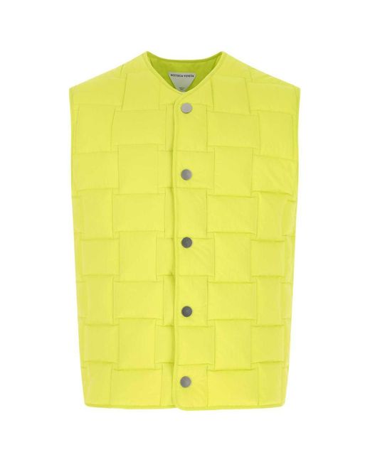 Bottega Veneta Yellow Fluo Nylon Padded Vest for men