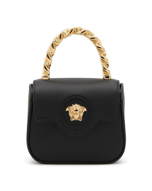 Versace La Medusa Mini Bag In Black Leather Woman