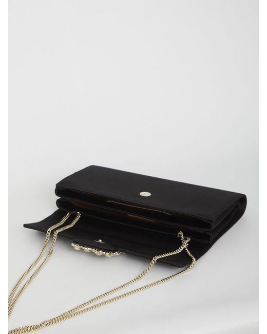 【関税&送料込】Roger Vivier Flower Buckle Pouch Roger Vivier Flower Buckle Pouch in Black | Lyst