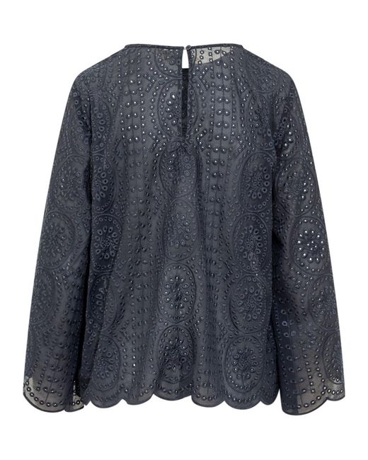 Ba&sh Blue Blouse With English Embroidery