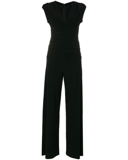 Norma Kamali Black V-necked Jersey Jumpsuit