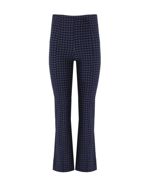 Ganni Blue Check Flare Trousers