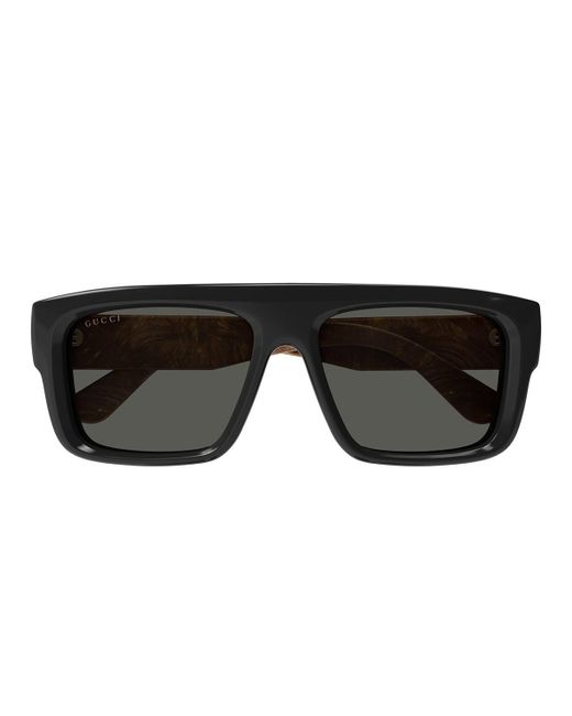 Gucci Black GG1460S Linea Lettering Sunglasses for men