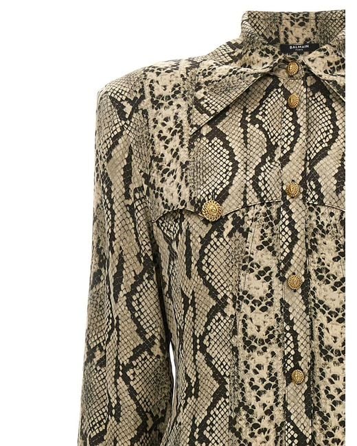 Balmain Natural Python Pattern Shirt Dress