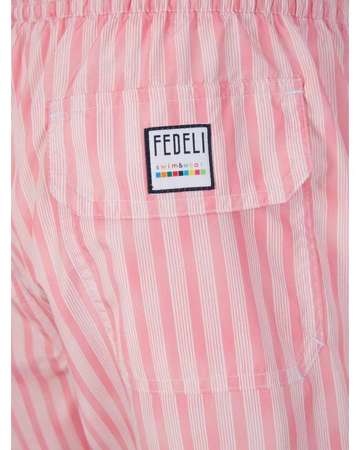 Fedeli Pink Striped Swimsuit for men