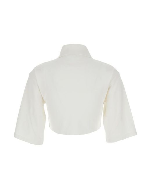 Palm Angels White Crop Shirt